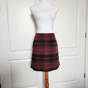 Plaid, High-Waisted, Wool-Blend Mini Skirt